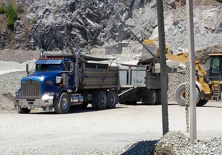 Finish Line Transport Truck at excavation site